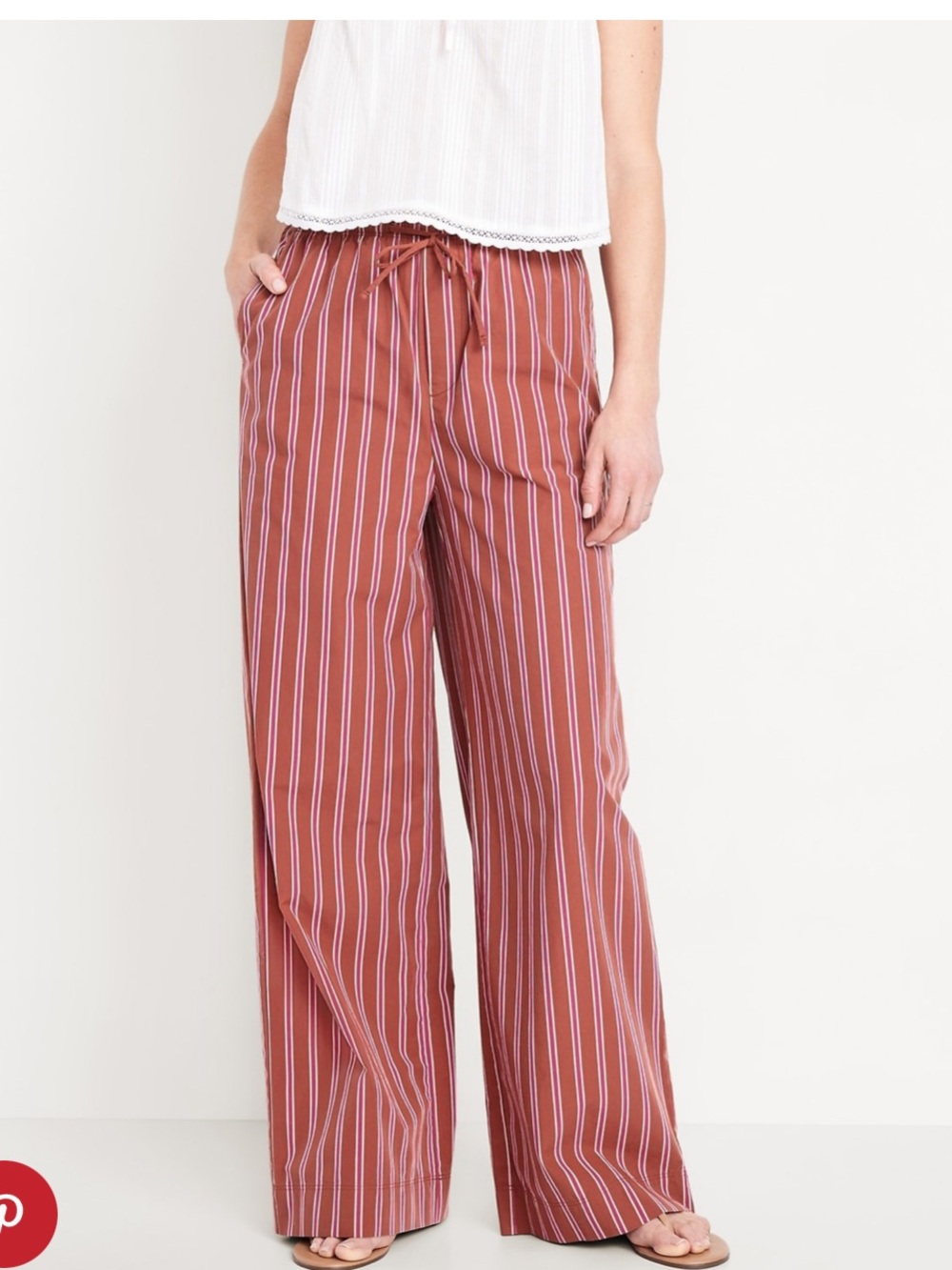 Old Navy Rust Red Striped Wide-Leg Pants